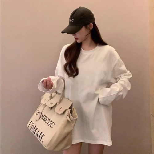 New autumn and winter T-shirts for women, loose white bottoming shirts, spring and autumn inner tops, autumn pure white T-shirts