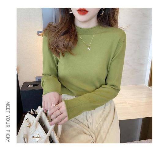 Half turtleneck bottoming shirt for women in autumn and winter, black sweater underneath, spring and autumn style,  new early autumn knitted top