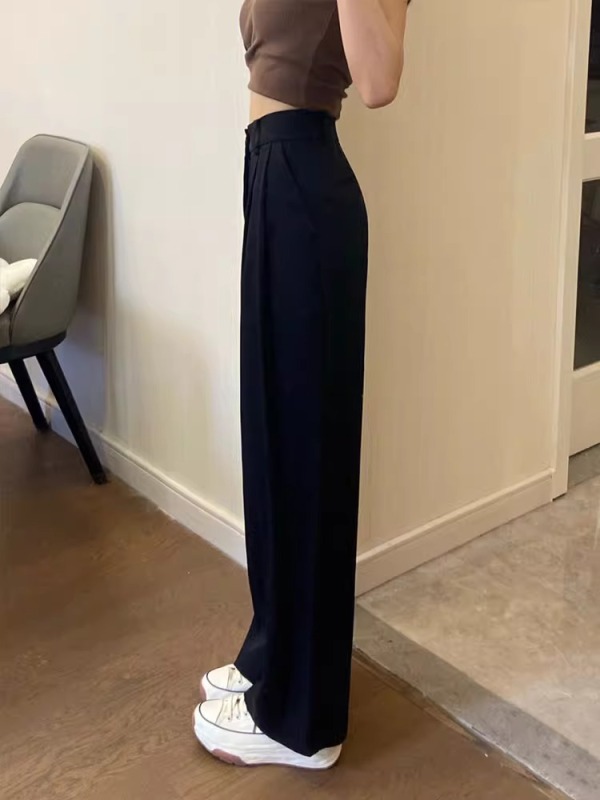 Black suit pants for women, spring and autumn, plus size, fat mm, pear-shaped body, thick legs, wide hips, narrow version, wide legs, casual pants for small people