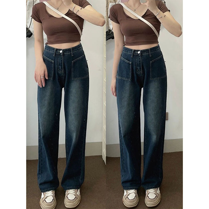 Autumn and winter pear-shaped body legs, thick butt, big pants, high-waisted straight plus velvet jeans, plus size women, fat mm, slimming