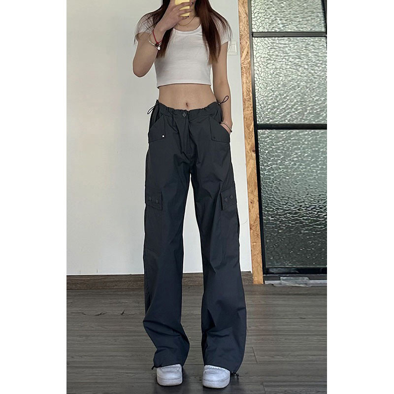 150 short American overalls nine-point casual high-waisted summer straight wide-legged trousers