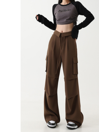 American casual overalls for women 2024 new large size fat mm high waist loose slimming pear-shaped body trousers