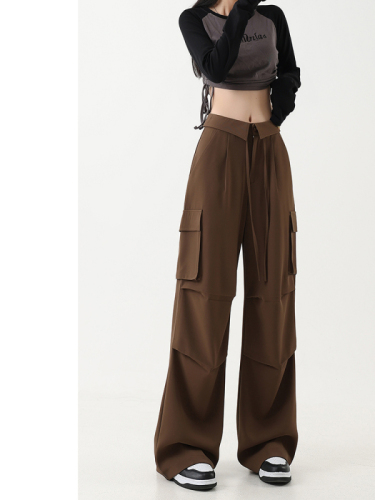 American casual overalls for women 2024 new large size fat mm high waist loose slimming pear-shaped body trousers