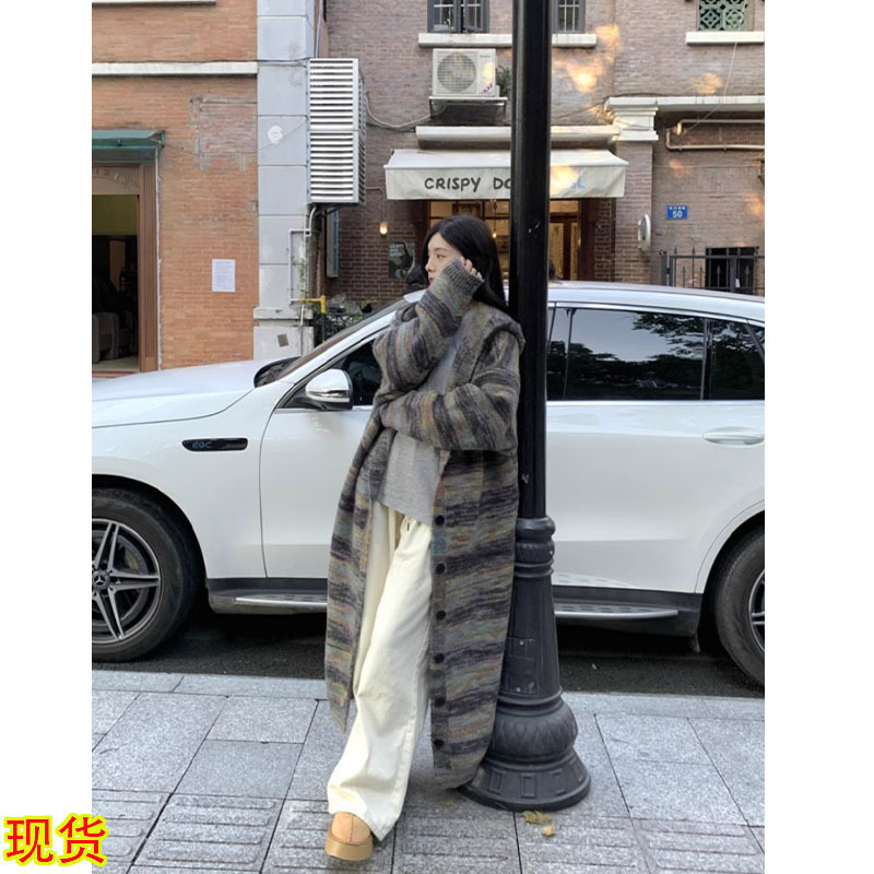 Plus size women's hooded sweater tops new autumn and winter coat super nice mid-length lazy style sweater cardigan