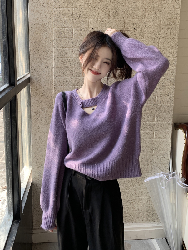 Retro Japanese style lazy style sweater for women autumn new loose pullover sweater design niche long-sleeved top