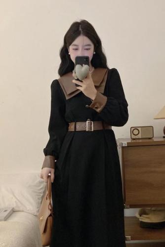 Plus size autumn and winter temperament slim waist corduroy small fragrant style bestie skirt fat mm Hepburn dress