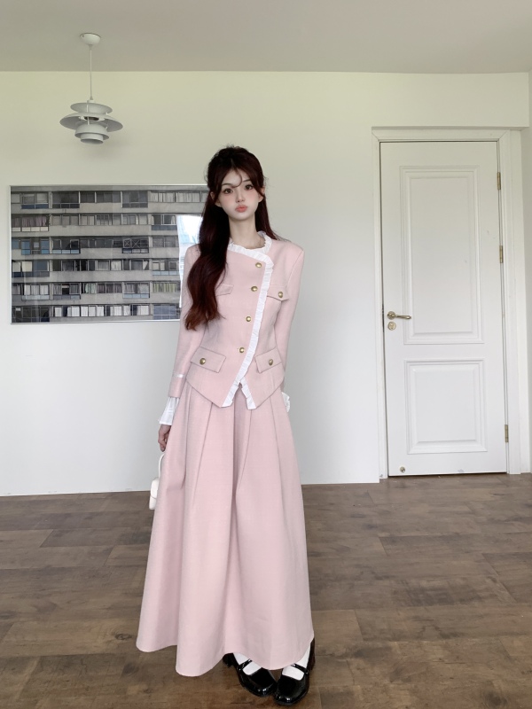 Plus size women's clothing Xiao Xiangfeng looks slim and has a light and mature temperament. Xiao Xiangfeng jacket and skirt two-piece set