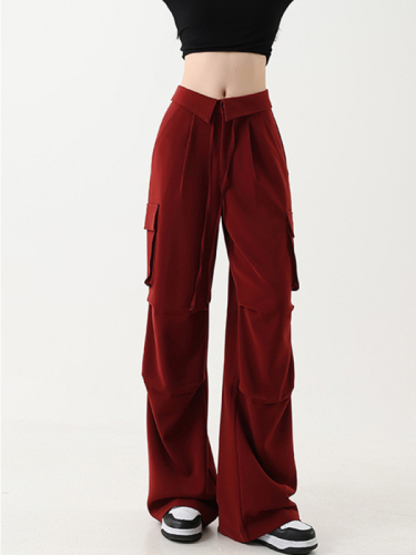 American casual overalls for women 2024 new large size fat mm high waist loose slimming pear-shaped body trousers