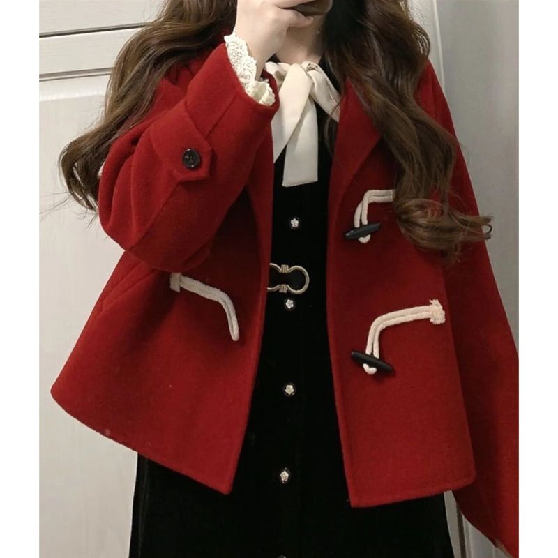 French high-end Korean style small fragrant jacket for women New Year's Christmas red rich family's daughter two-piece suit dress
