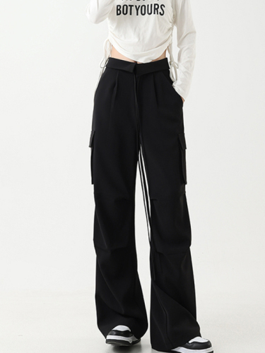 American casual overalls for women 2024 new large size fat mm high waist loose slimming pear-shaped body trousers