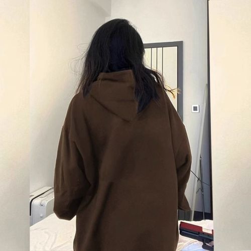 American retro heavyweight hooded sweatshirt for women oversize trendy brand loose niche design Hong Kong style chic jacket