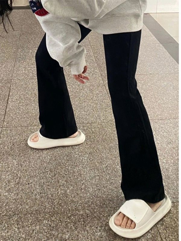 Black high-waisted stretchy bootcut jeans for women new large size fat mm pear-shaped body slimming wide-leg pants