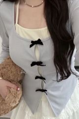 Plus size women's clothing for fat mm new fashion hot girl fake two-piece long-sleeved tops temperament slimming T-shirt for women