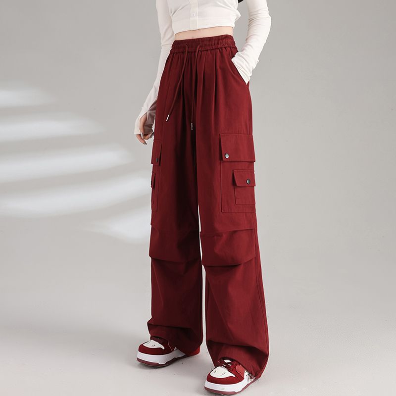 Spring and summer new women's fashionable high-waisted cotton washed two-wear American casual wide-leg overalls