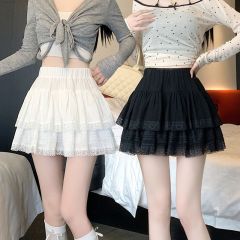 Cake skirt cute short skirt pleated splicing fluffy skirt women's anti-exposure pants skirt small skirt spring white summer