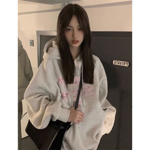 Imitation cotton Chinese cotton composite milk silk 320g silver fox velvet 420g round neck hooded double hood loose sweatshirt