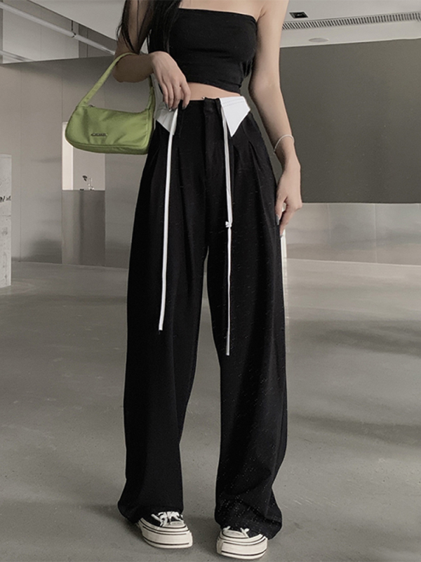 Women's new autumn wide-legged suit pants with wide hips and thick legs, large size casual pants for fat mm, high-waisted drape pants