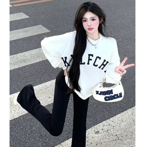 Velvet and thickened 400g composite silver fox velvet autumn and winter sweatshirt for women with bag collar and shoulder straps