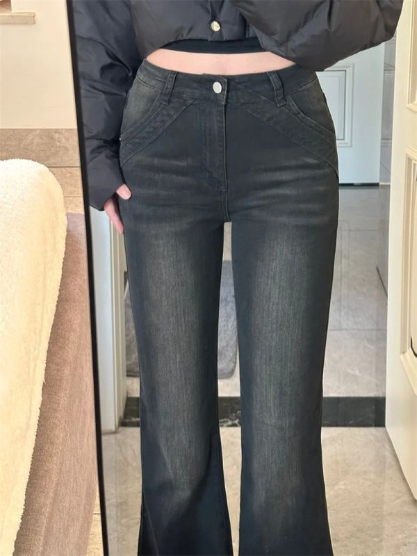 New versatile non-leg slimming jeans for fat mm high-quality denim bootcut pants