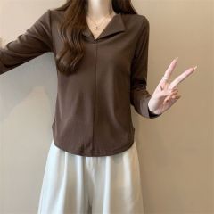 Plus size women's new autumn and winter fashionable age-reducing versatile thickened warm long-sleeved tops