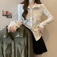 Plus size autumn and winter new fashion age-reducing V-neck slim fit versatile thickened warm bottoming shirt tops for women