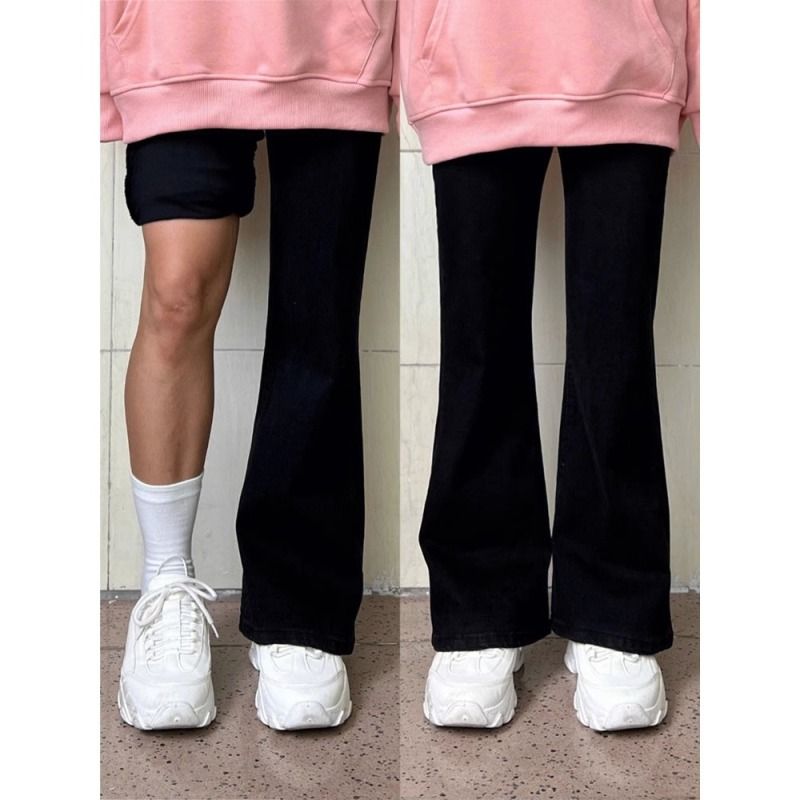 Large size fat mm American retro micro-flared jeans for women in autumn and winter new Korean style loose slimming high-waisted wide-leg pants