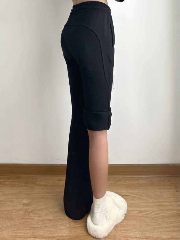 Cotton brushed plush American retro micro-flared pants for women