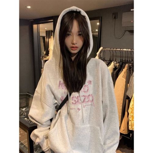 Imitation cotton Chinese cotton composite milk silk 320g silver fox velvet 420g round neck hooded double hood loose sweatshirt