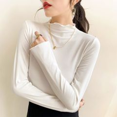 Modal half turtleneck bottoming shirt for women, spring and autumn new long-sleeved T-shirt, fashionable fungus top