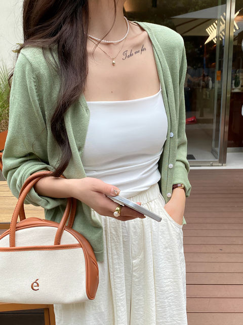 Knitted Cardigan Jacket Women's Spring and Autumn New Thin Sweater Loose Lazy Style Long Sleeve Early Spring Top