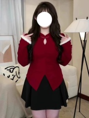 Plus size women's autumn and winter new new Chinese style red top fat mm slimming national style plus velvet inner long-sleeved bottoming shirt