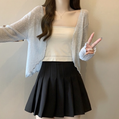 2024 Large Size Loose Knitted Cardigan Jacket Long Sleeve Thin Sun Protection Top Women's Ice Silk Air Conditioning Shirt