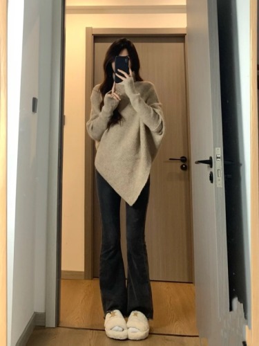 turtleneck irregular sweater