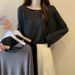 Plus size women's new 2024 Korean style loose round neck fat mm sun protection blouse long-sleeved top