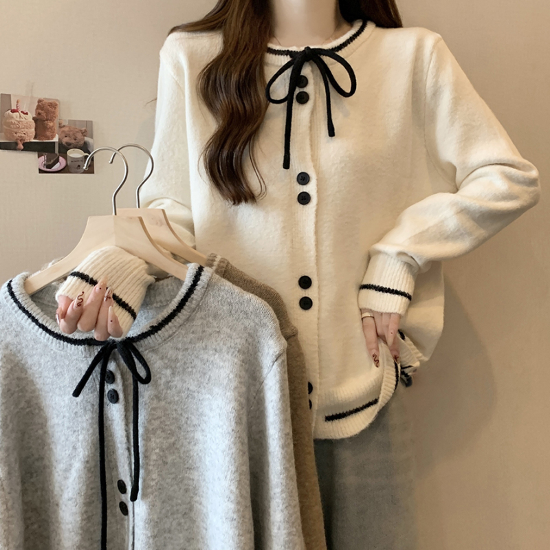 New autumn and winter thickened loose lace pastoral style sweater women's large size versatile single top