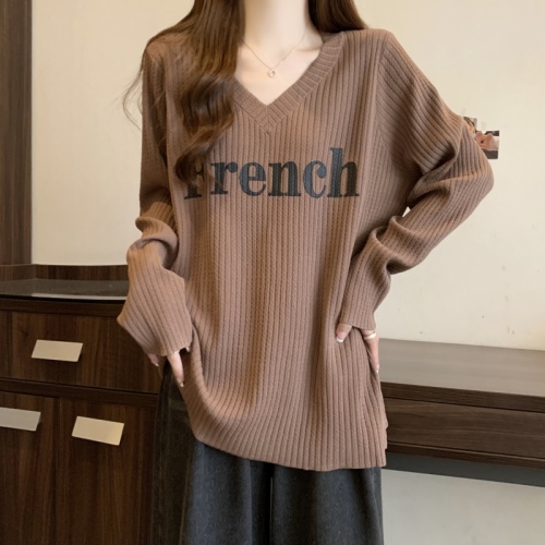 Large size autumn loose long-sleeved T-shirt for fat mm women, lazy style, slimming, versatile sweater top