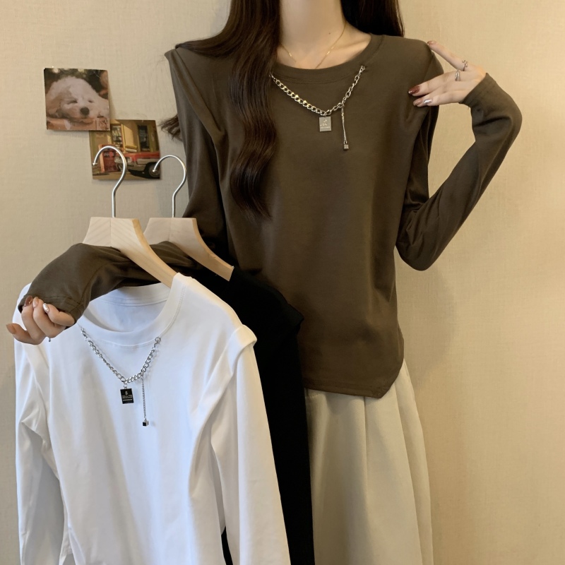 Plus size autumn and winter new style design right shoulder fashion slimming discreet all-match knitted top for women