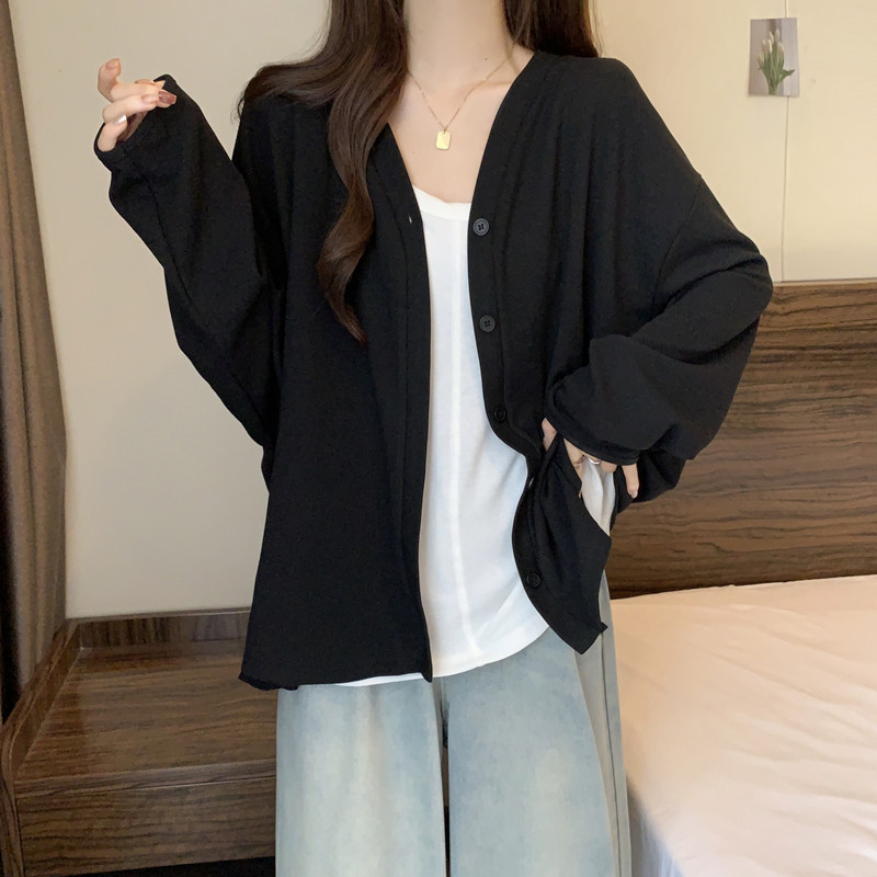 Large size slightly fat mm cardigan for women with loose sun protection long-sleeved jacket top early autumn style