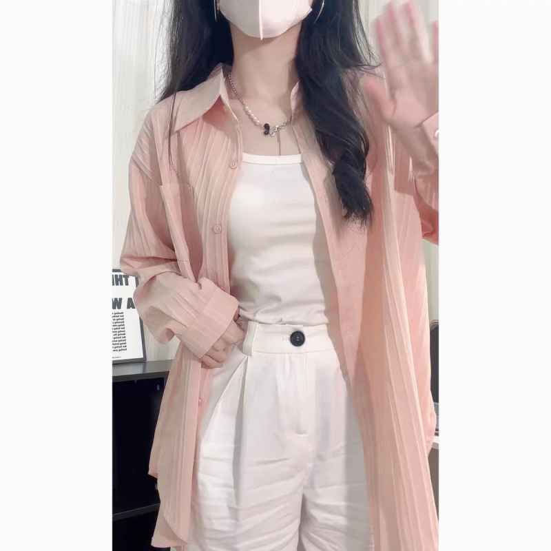2024 coat women's autumn design niche thin linen shirt cardigan French sun protection cotton and linen shirt top