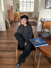 Hello Canon Lazy Contrast Color Striped Long Sleeve T-Shirt Women's Early Autumn New Loose Slim Top