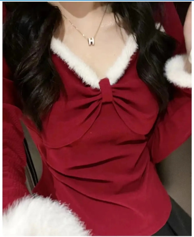 Autumn and winter fat girl design niche French halter neck warm bottoming shirt slim fit covering flesh slimming top