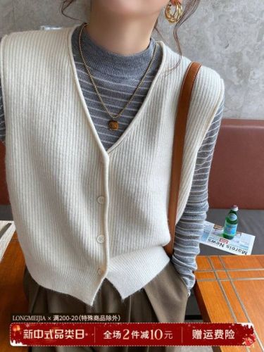 Knitted vest vest for women's outer wear spring and autumn new style vest layered with foreign style fashionable sleeveless sweater jacket