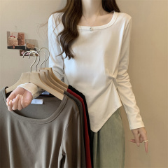 Plus size women's 2024 new casual and versatile slim design long-sleeved tops