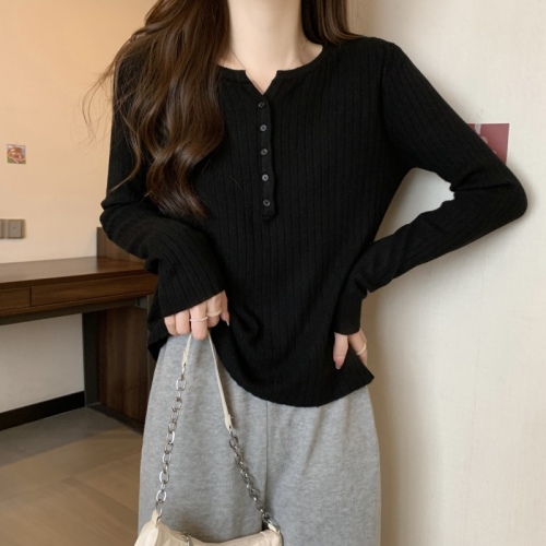 Plus size fat mm fashionable bottoming shirt for women slim and versatile long-sleeved inner knitted sweater top