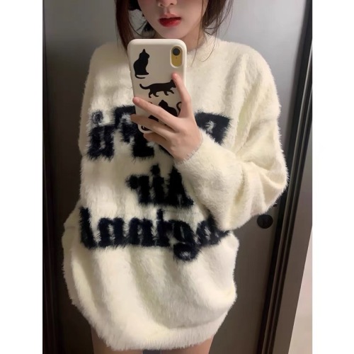 National trend American letter print sweater for men and women in autumn and winter thickened high street couple wear sweater tops