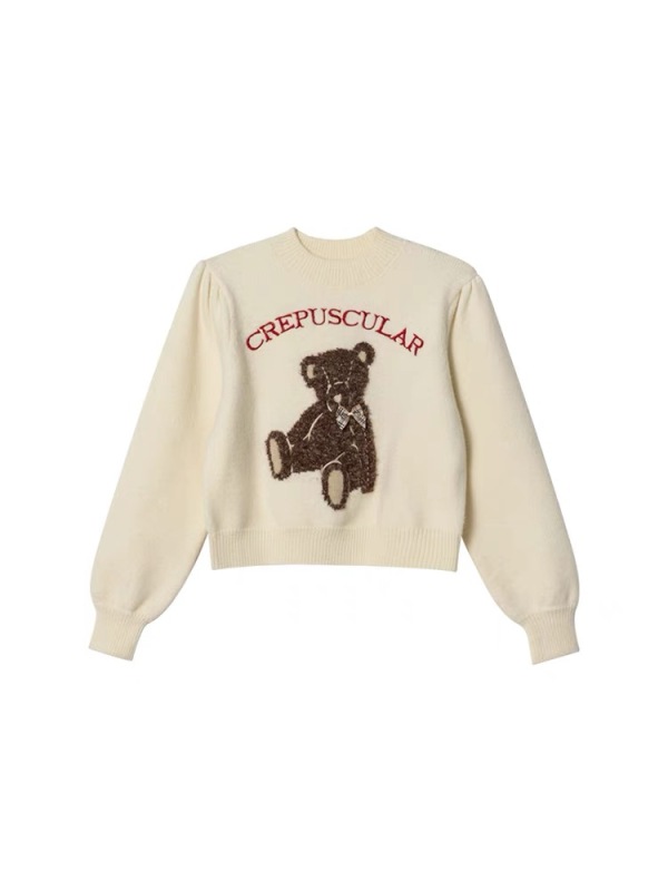 Canon 10/31 20:00 Limited time 10% off Cocoa Bear Diary!  teddy bear embroidered puff sleeve sweater