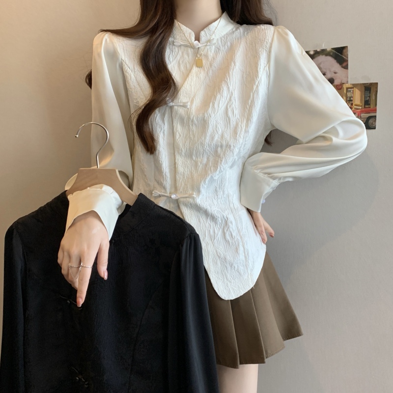 Plus size women's 2024 autumn new style new Chinese style elegant fashion retro button-up shirt