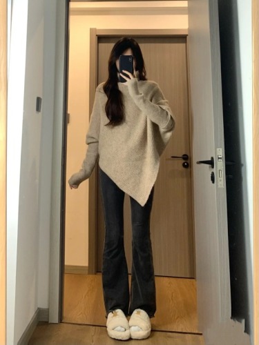 turtleneck irregular sweater