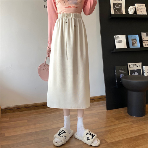 Plus size fat mm loose Korean style simple and stylish A-line mid-length skirt