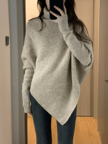 turtleneck irregular sweater